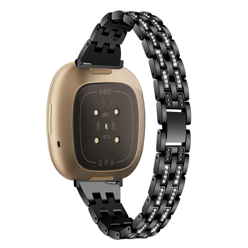 For Fitbit Versa 4 Sense 2 Zinc Alloy 2 Row Rhinestone Decor Watch Strap Replacement Wrist Band For Fitbit Versa 4 Sense 2 Zinc Alloy 2 Row Rhinestone Decor Watch Strap Replacement Wrist Band
